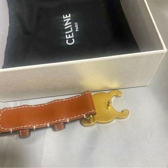 Celine Women’s Belt Brown Leather Gold Buckle 80cm / 32in - Picture 4 of 5